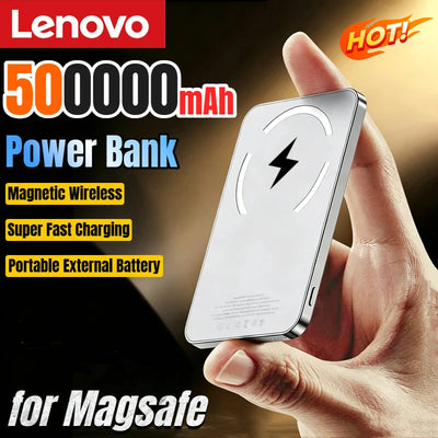 Lenovo Magnetic Power Bank 500000mAh Wireless Charger Super Fast Charging for Magsafe External Battery For iPhone 17/16/15/14